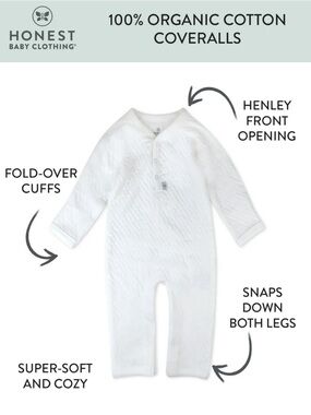 Honest Company Quilted One-Piece Romper Light Gray Size 3-6 Months Organic